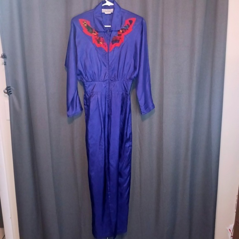 Vintage Joan Walters Petites Purple Cowboycore Western Parachute Jumpsuit 8P‎